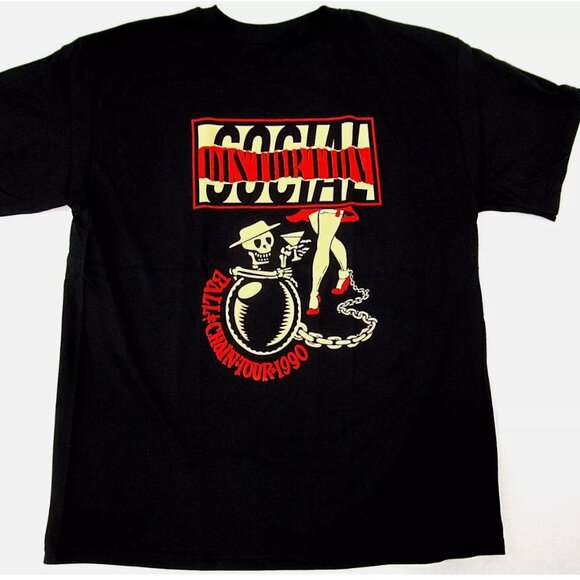 SOCIAL DISTORTION T-shirt Ball & Chain Tour 1990 Punk Rock Tee Shirt - Picture 1 of 2